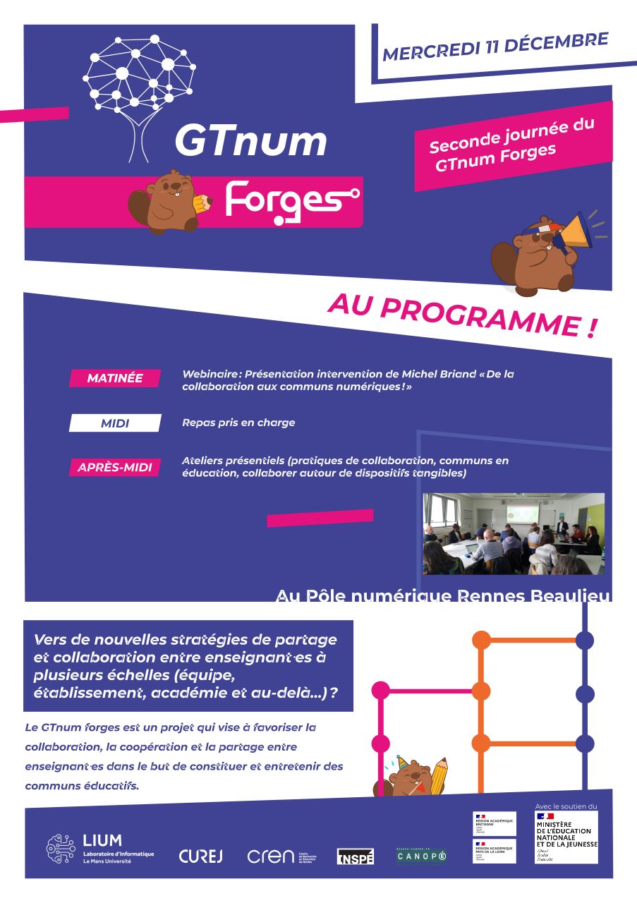 Flyer de la seconde journée du GTnum Forges